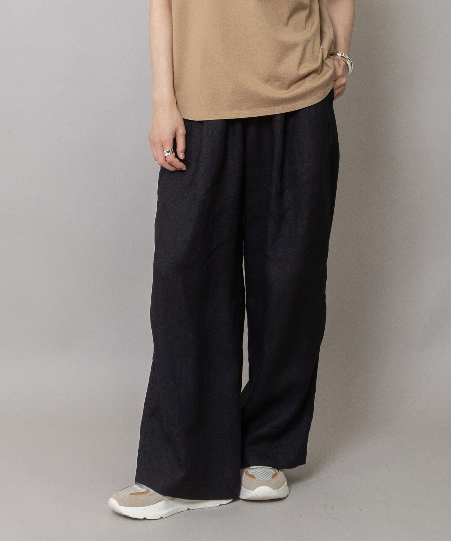 40sフレンチリネンキャンバスルーズワイドパンツ
