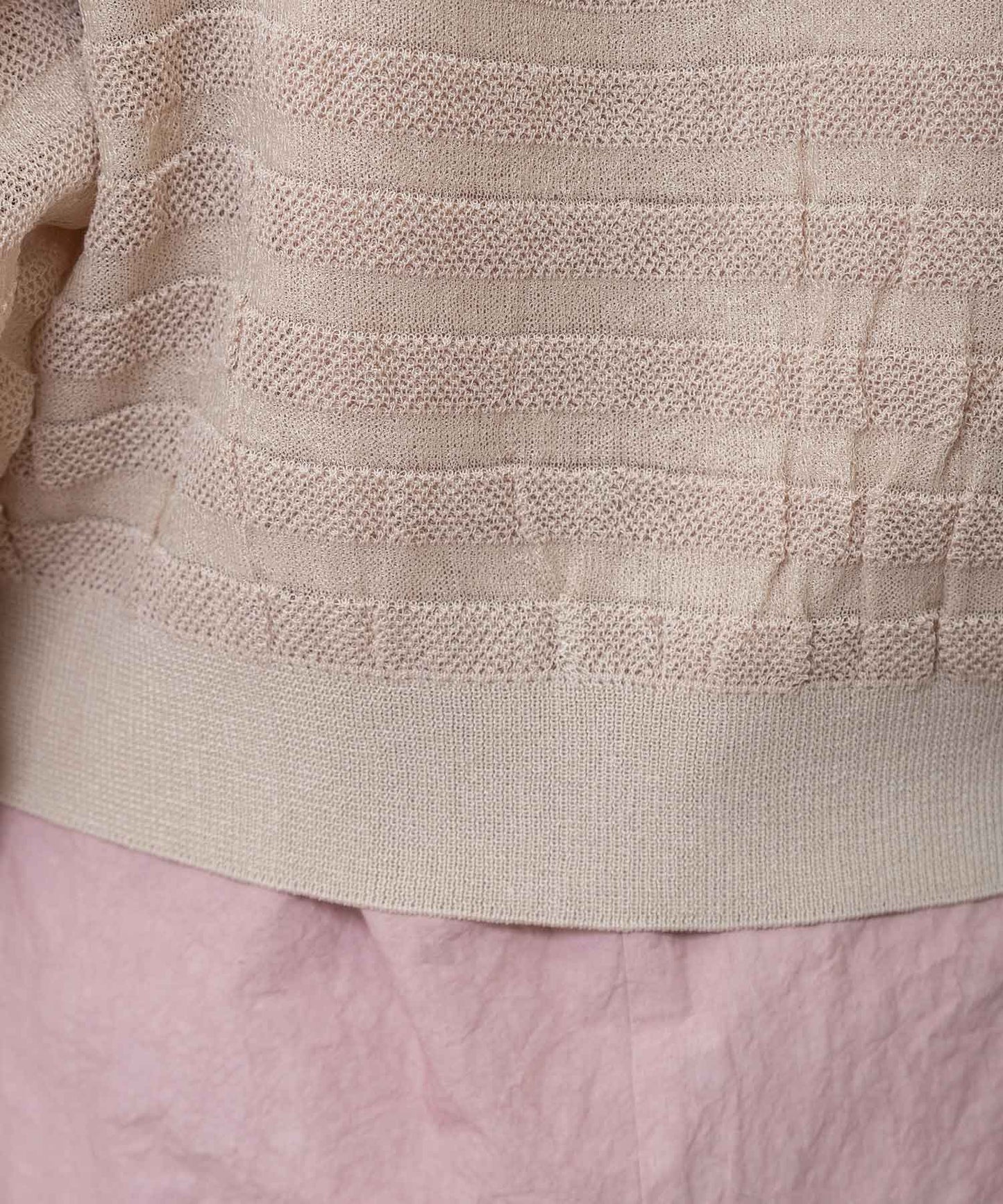 メッシュジャガードボーダーニットジップカーディガン