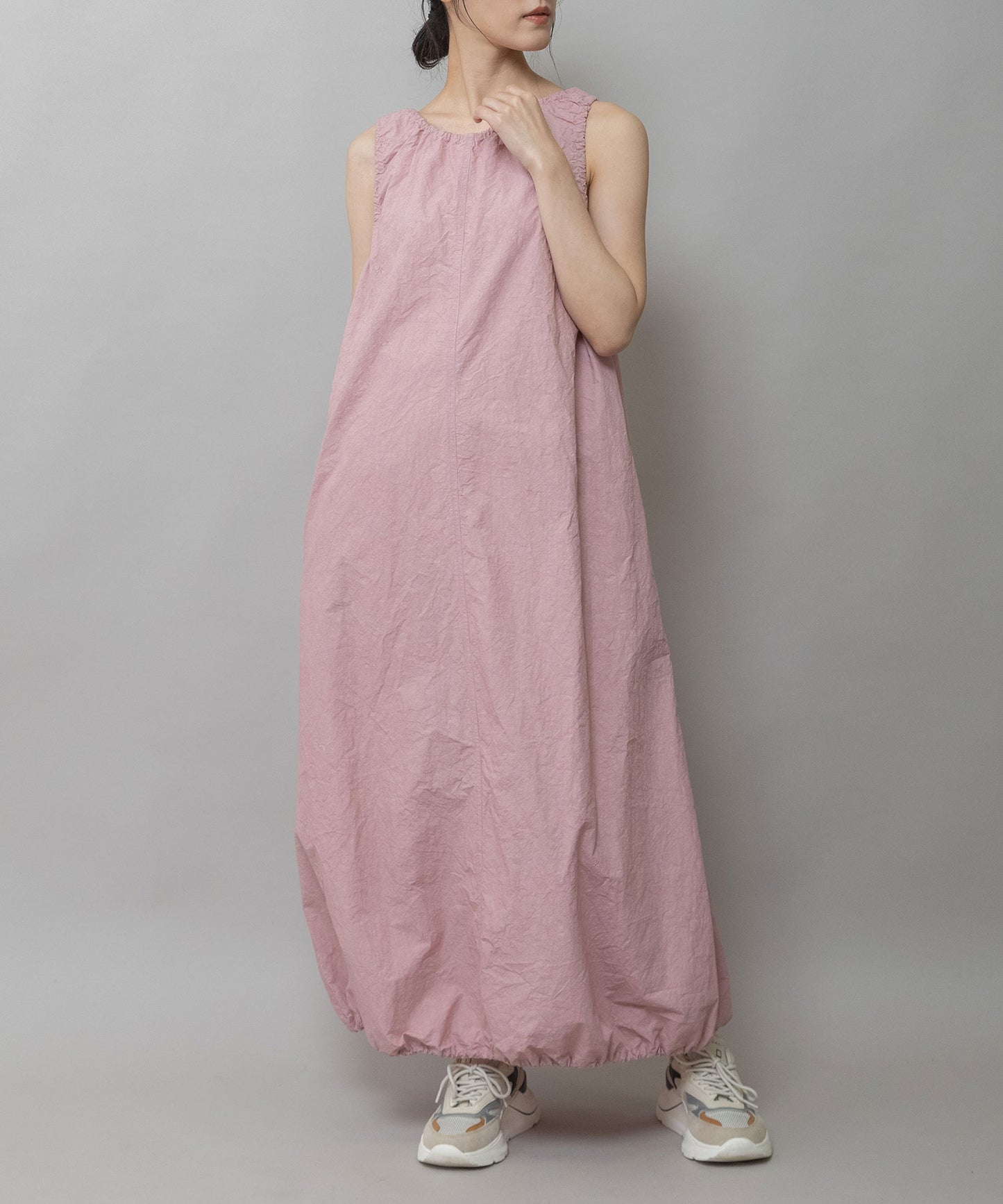コットンリネンドローストリングワンピース