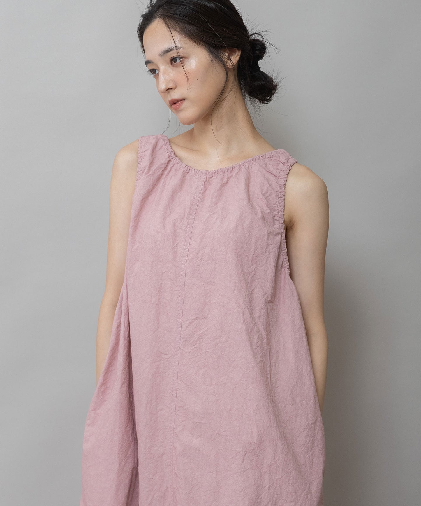 コットンリネンドローストリングワンピース