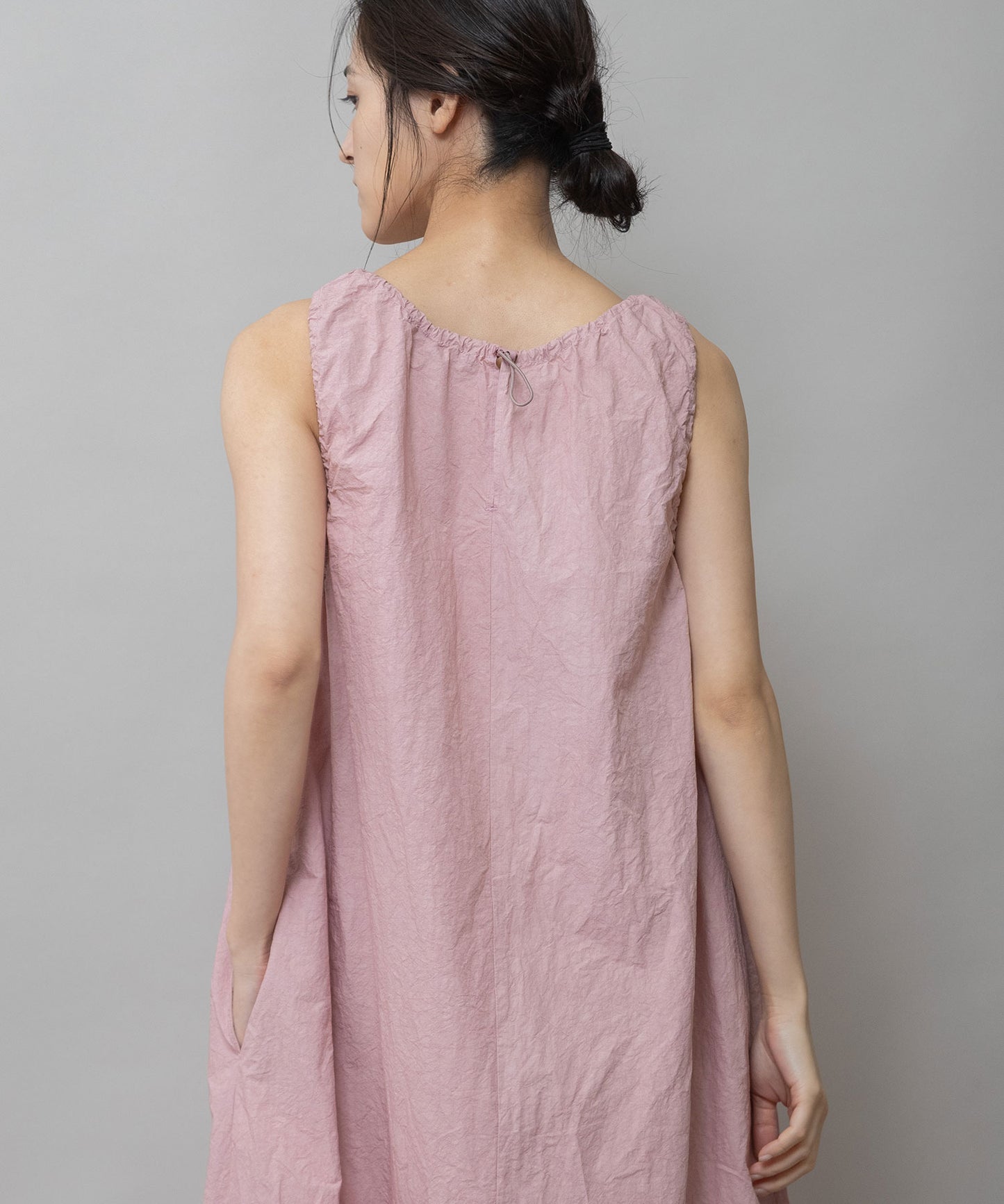 コットンリネンドローストリングワンピース