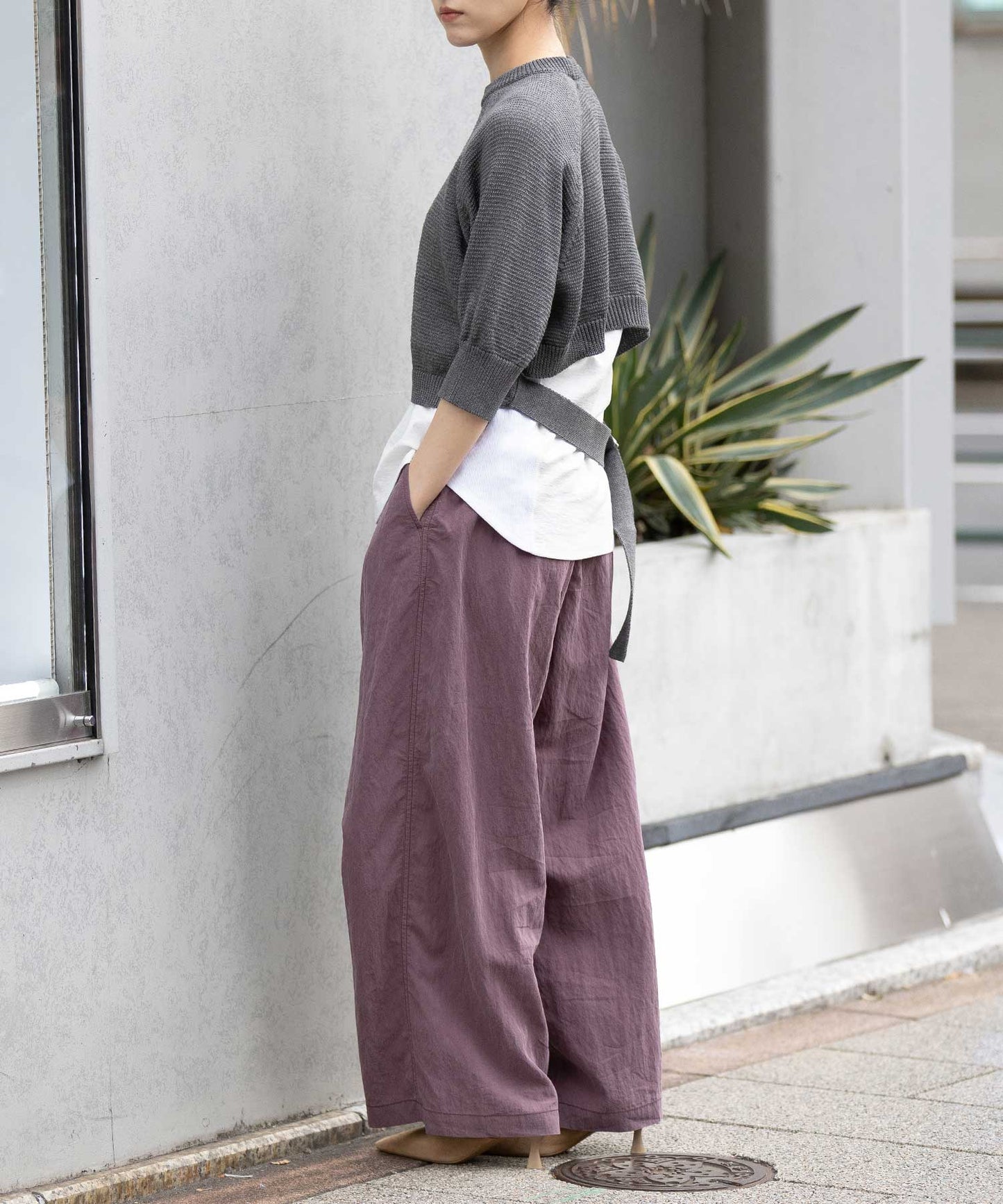 コットンニットバックベルトディテールプルオーバー