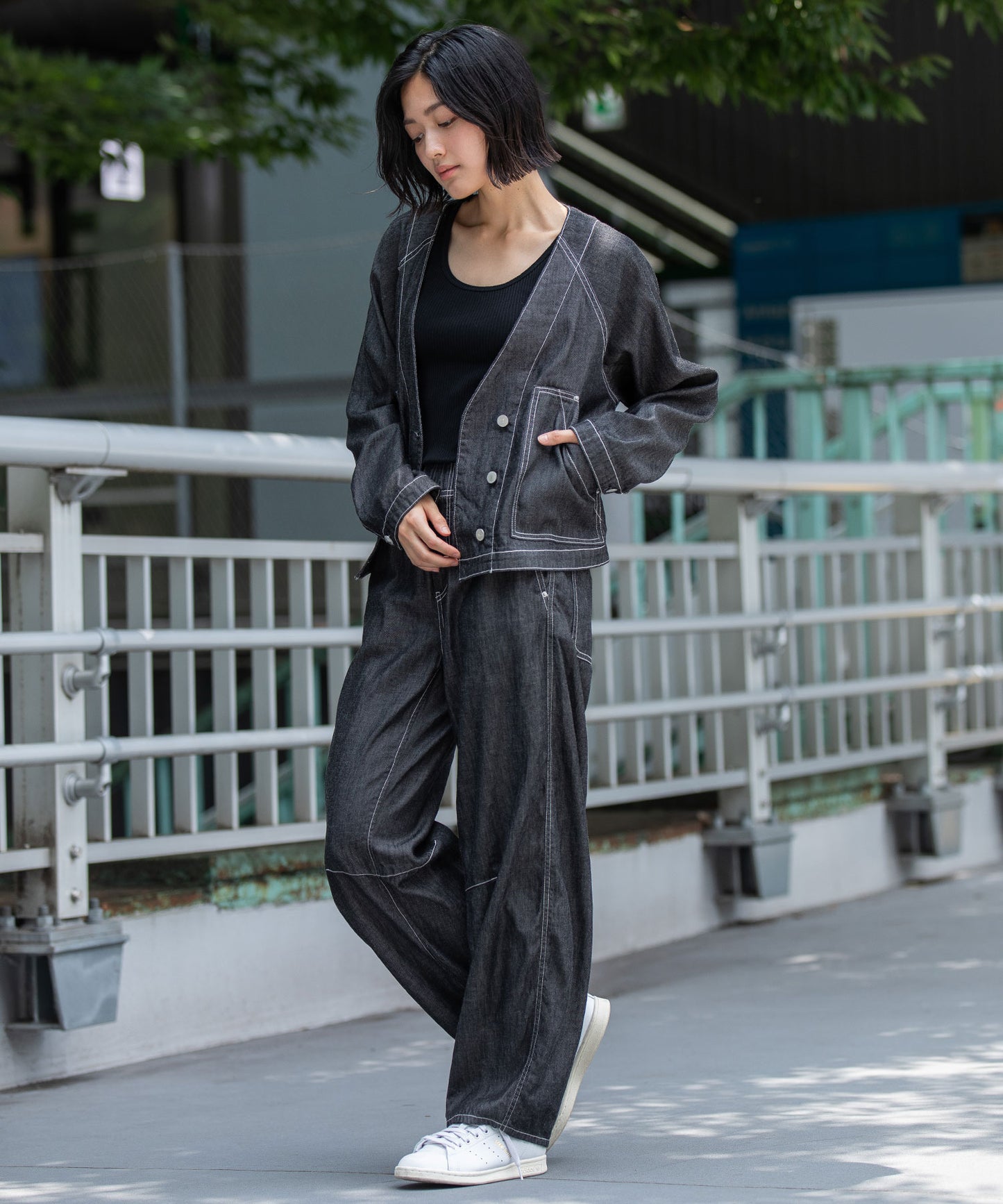 コットンリヨセルデニムコンパクトジャケット