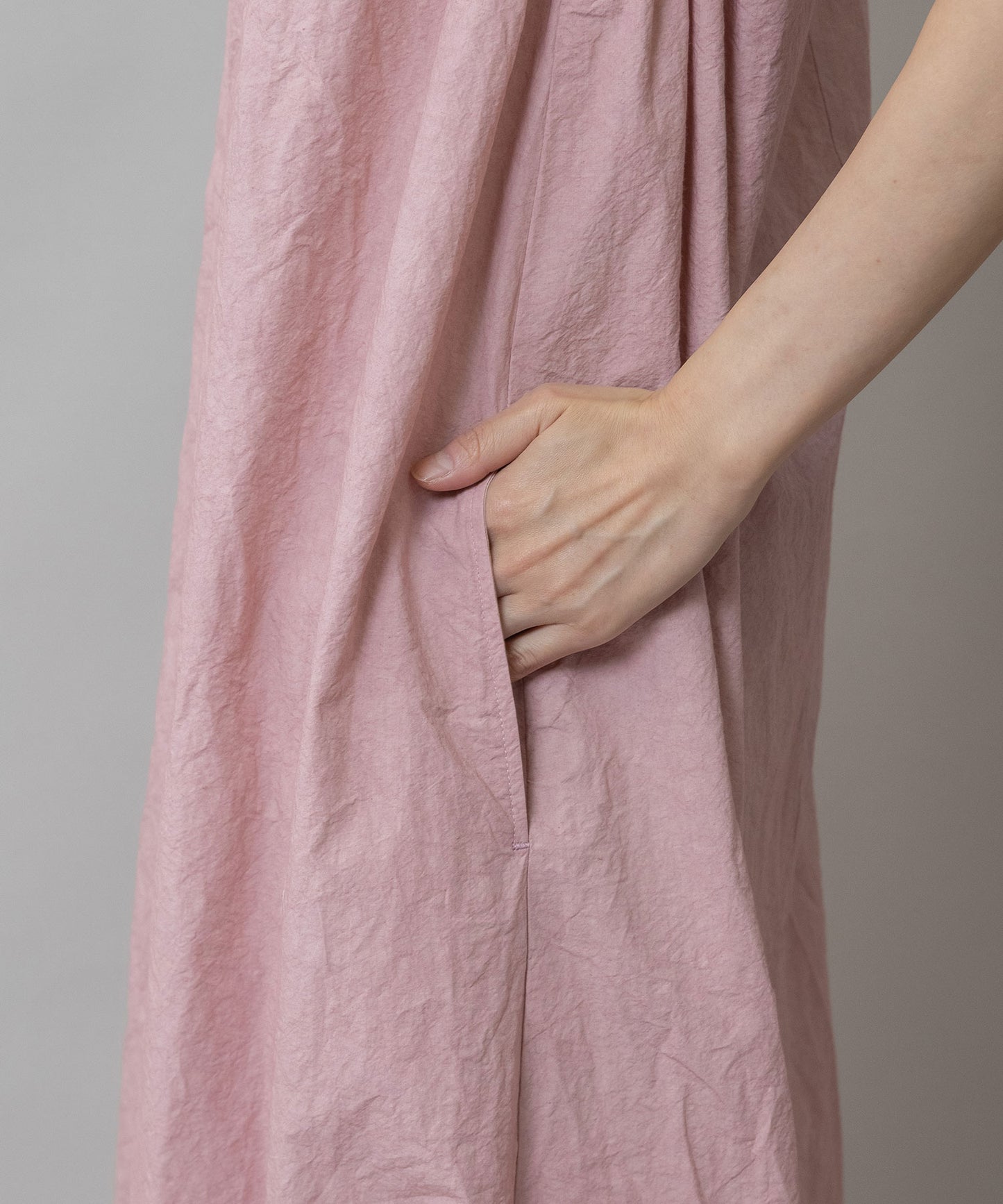 コットンリネンドローストリングワンピース