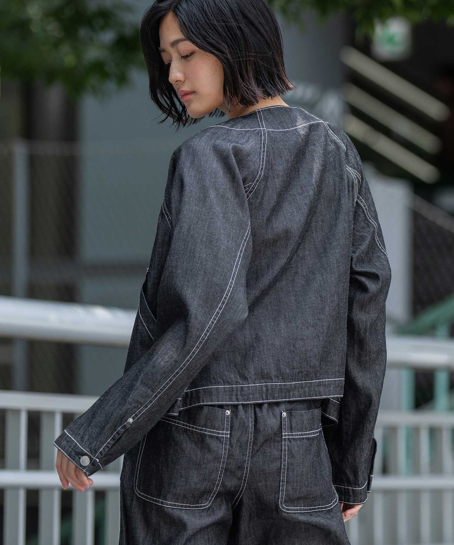 コットンリヨセルデニムコンパクトジャケット