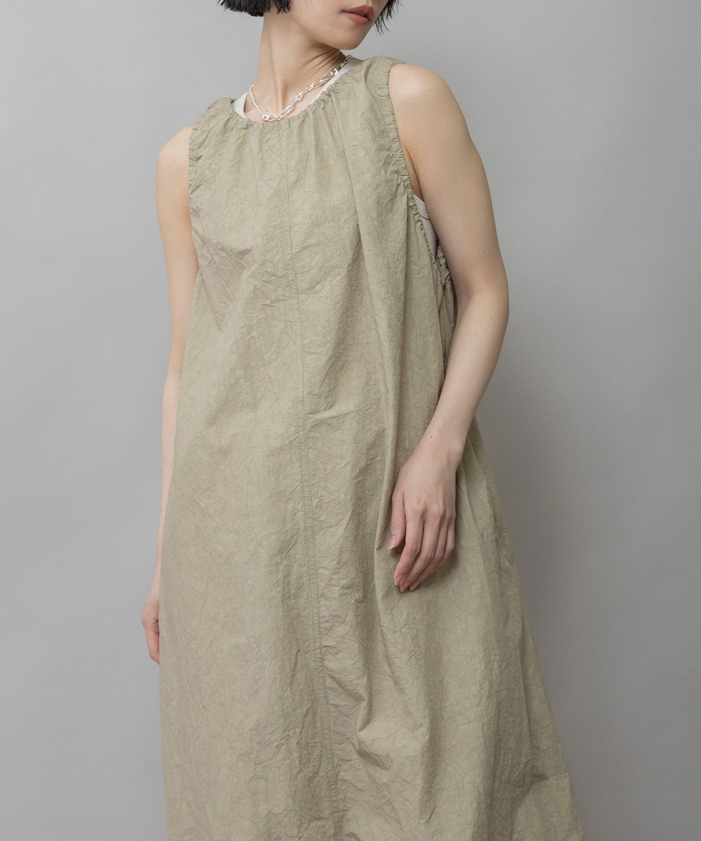 コットンリネンドローストリングワンピース