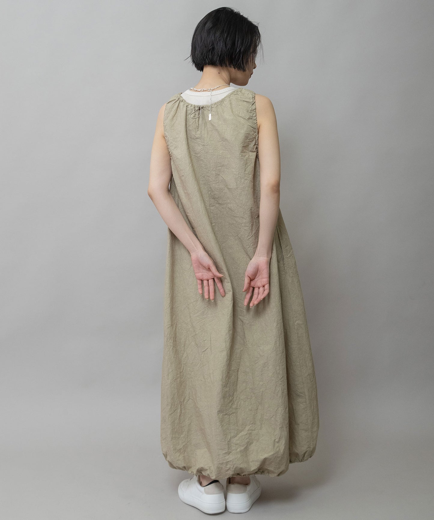 コットンリネンドローストリングワンピース
