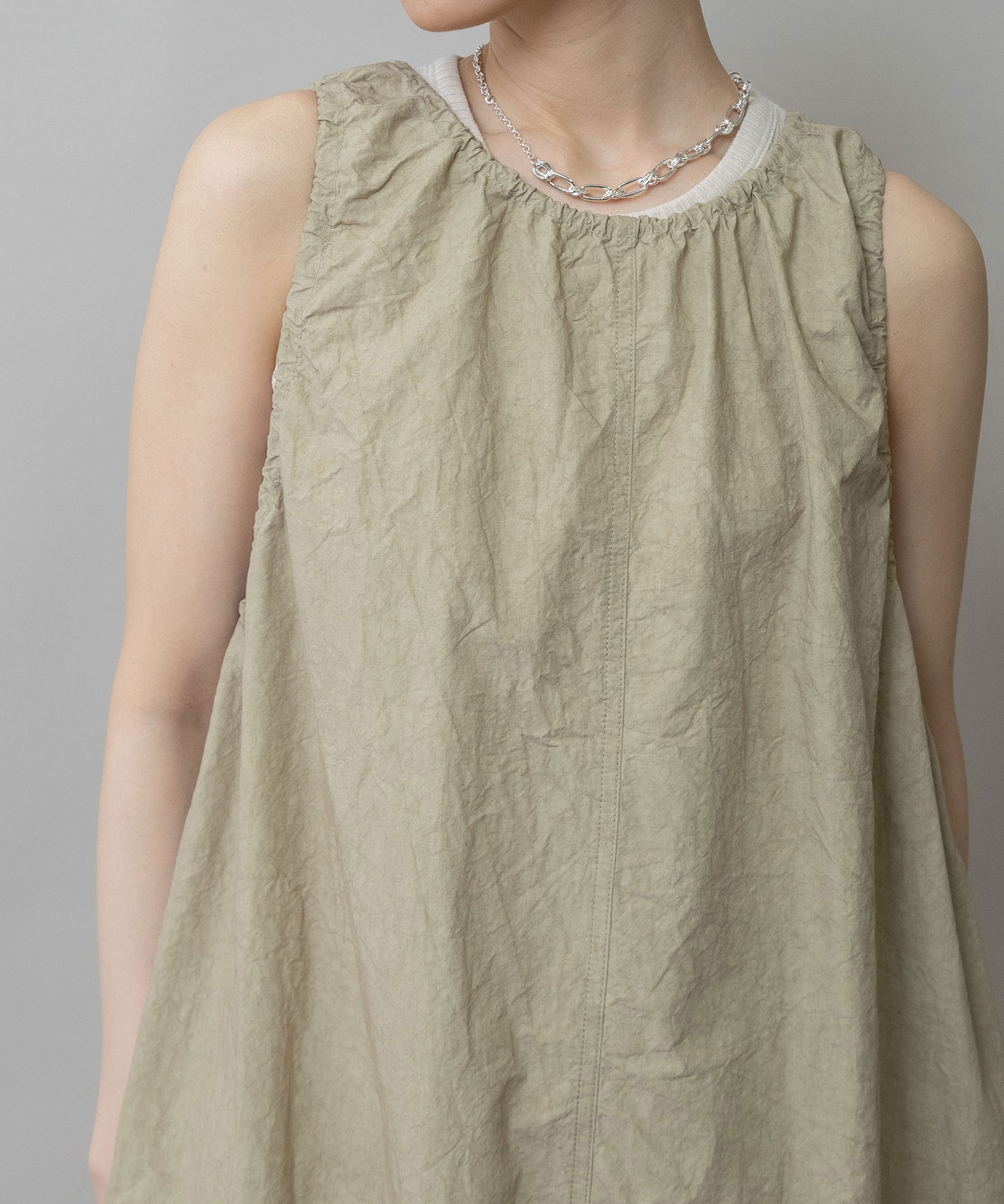 コットンリネンドローストリングワンピース