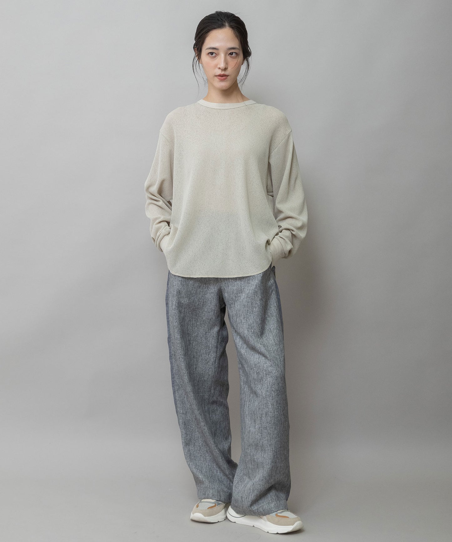 【速乾性】シアーワッフルバックヘンリーネックプルオーバー