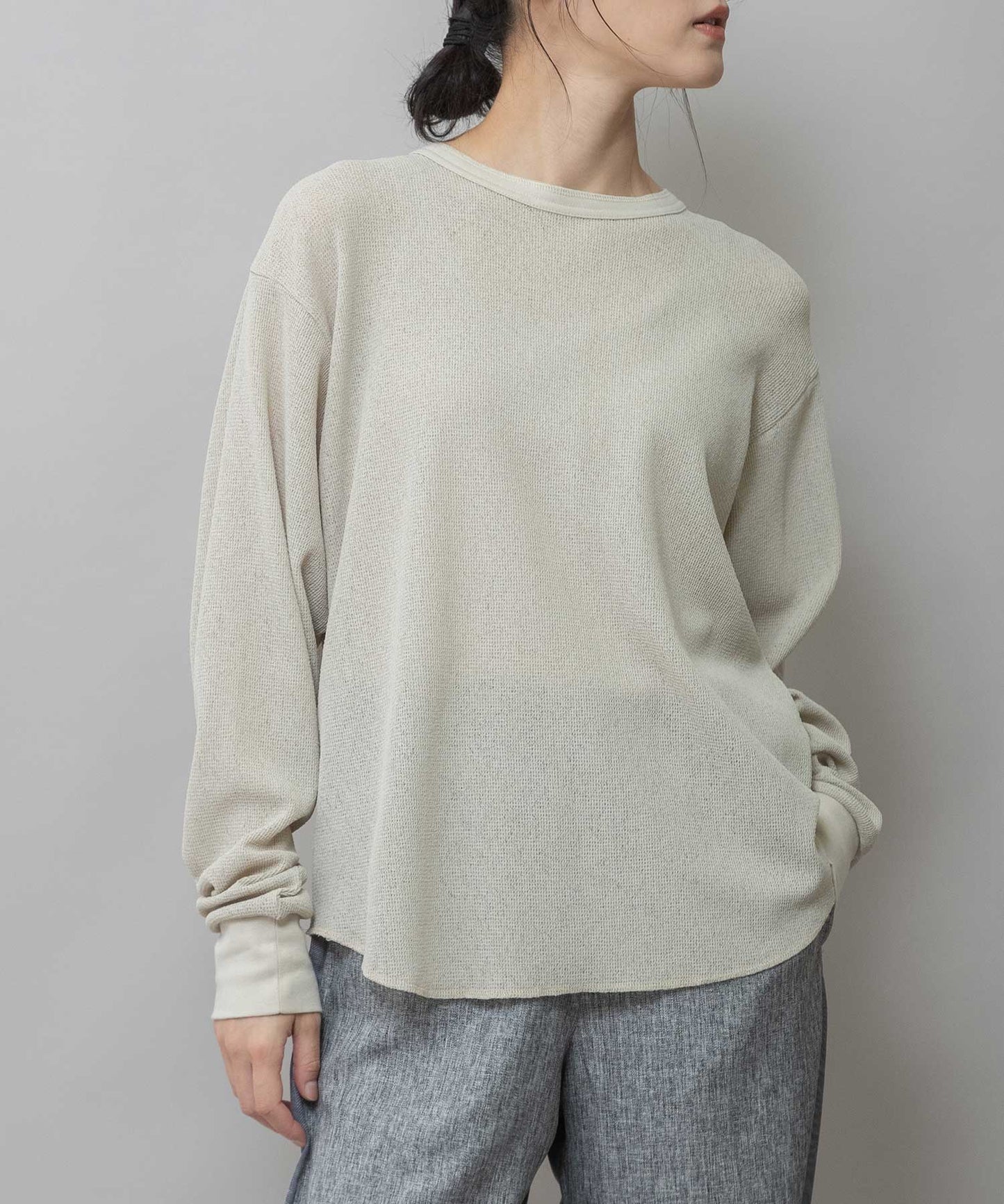 【速乾性】シアーワッフルバックヘンリーネックプルオーバー