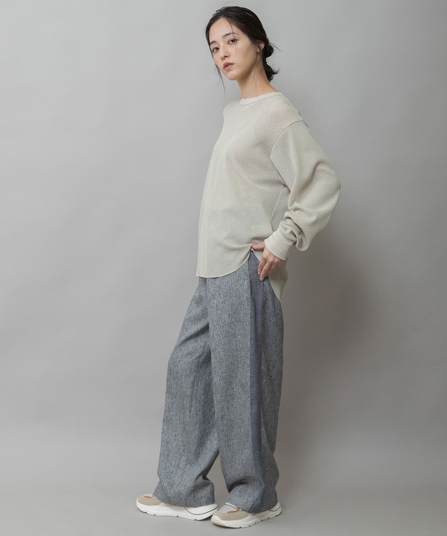 【速乾性】シアーワッフルバックヘンリーネックプルオーバー