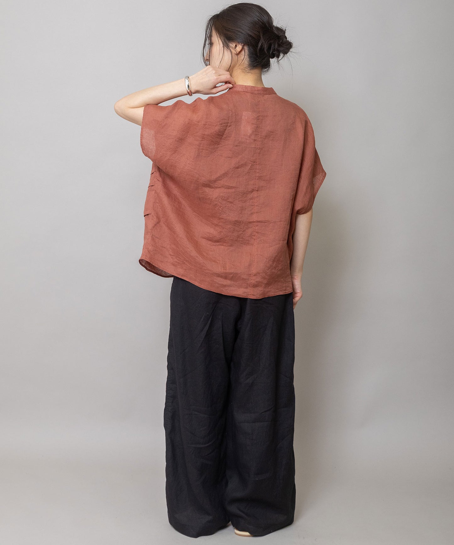 40sフレンチリネンキャンバスルーズワイドパンツ