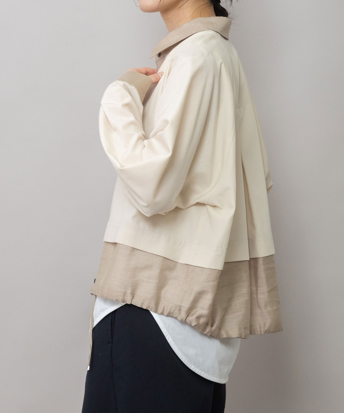 ブロード×シアーリネン レイヤードシャツ
