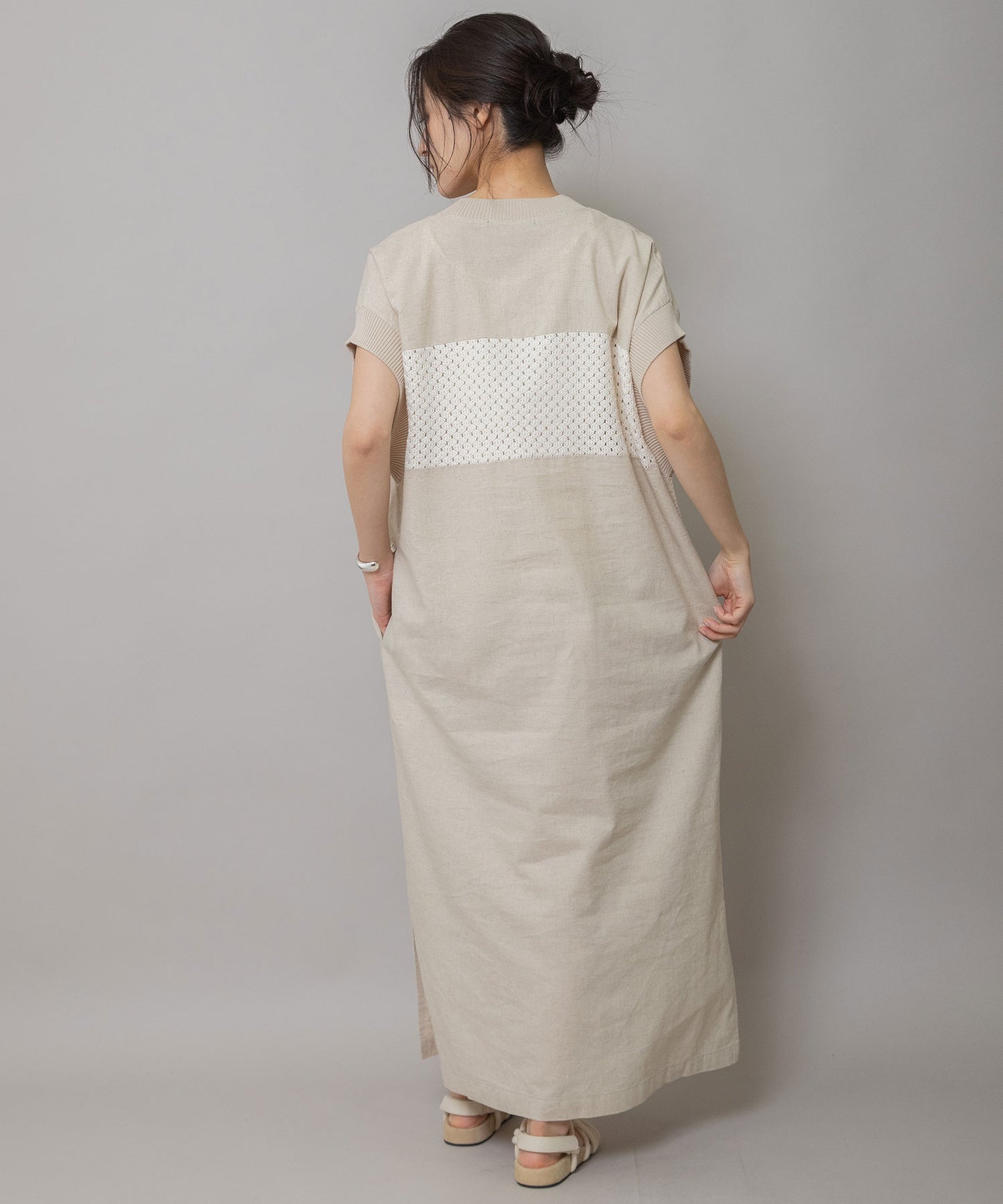 コットンリネンポプリン×ラッセルワンピース