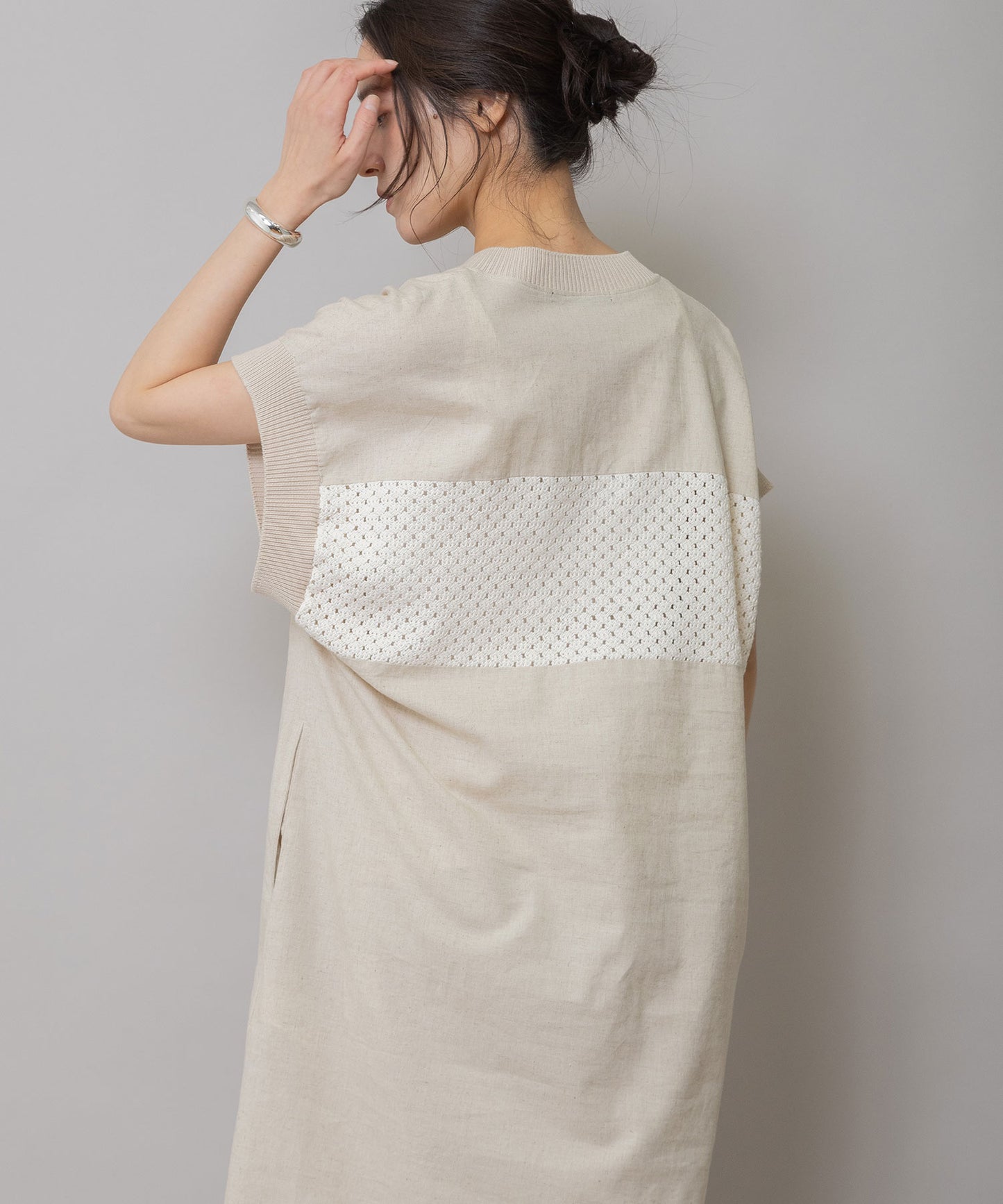 コットンリネンポプリン×ラッセルワンピース