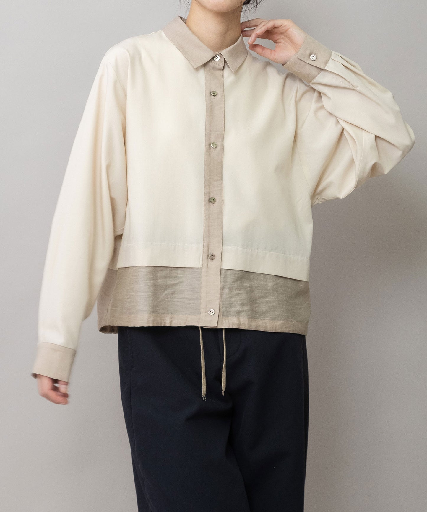 ブロード×シアーリネン レイヤードシャツ