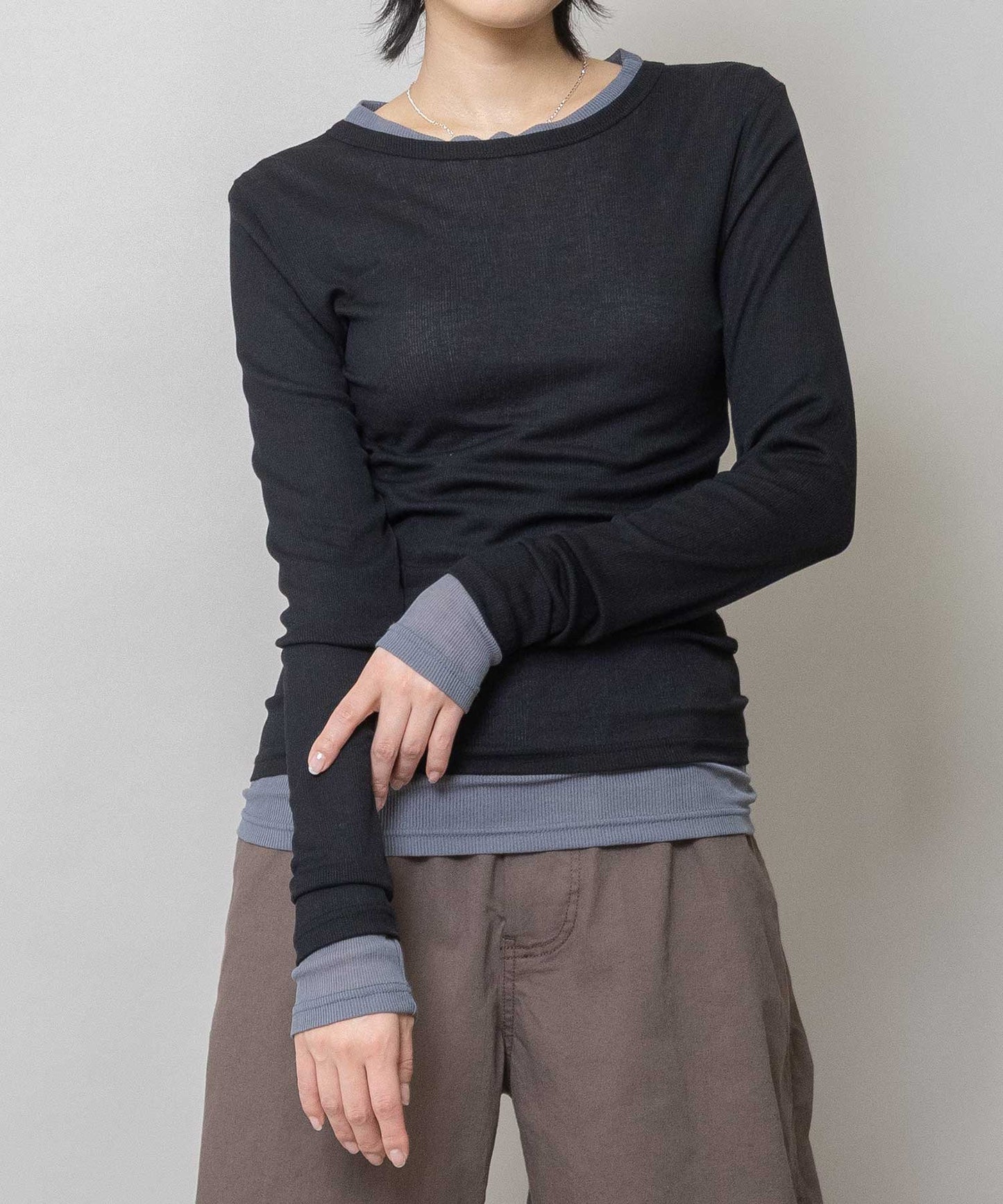 【定番】シアーリブクルーネックプルオーバー