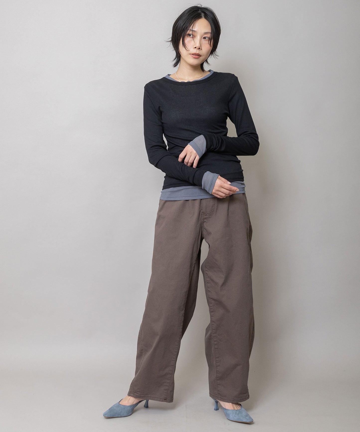 【定番】シアーリブクルーネックプルオーバー