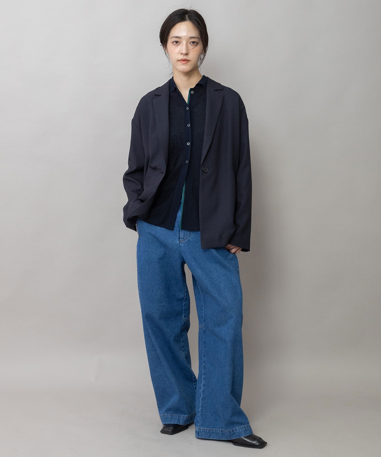 11ozオープンエンドデニム バレルパンツ