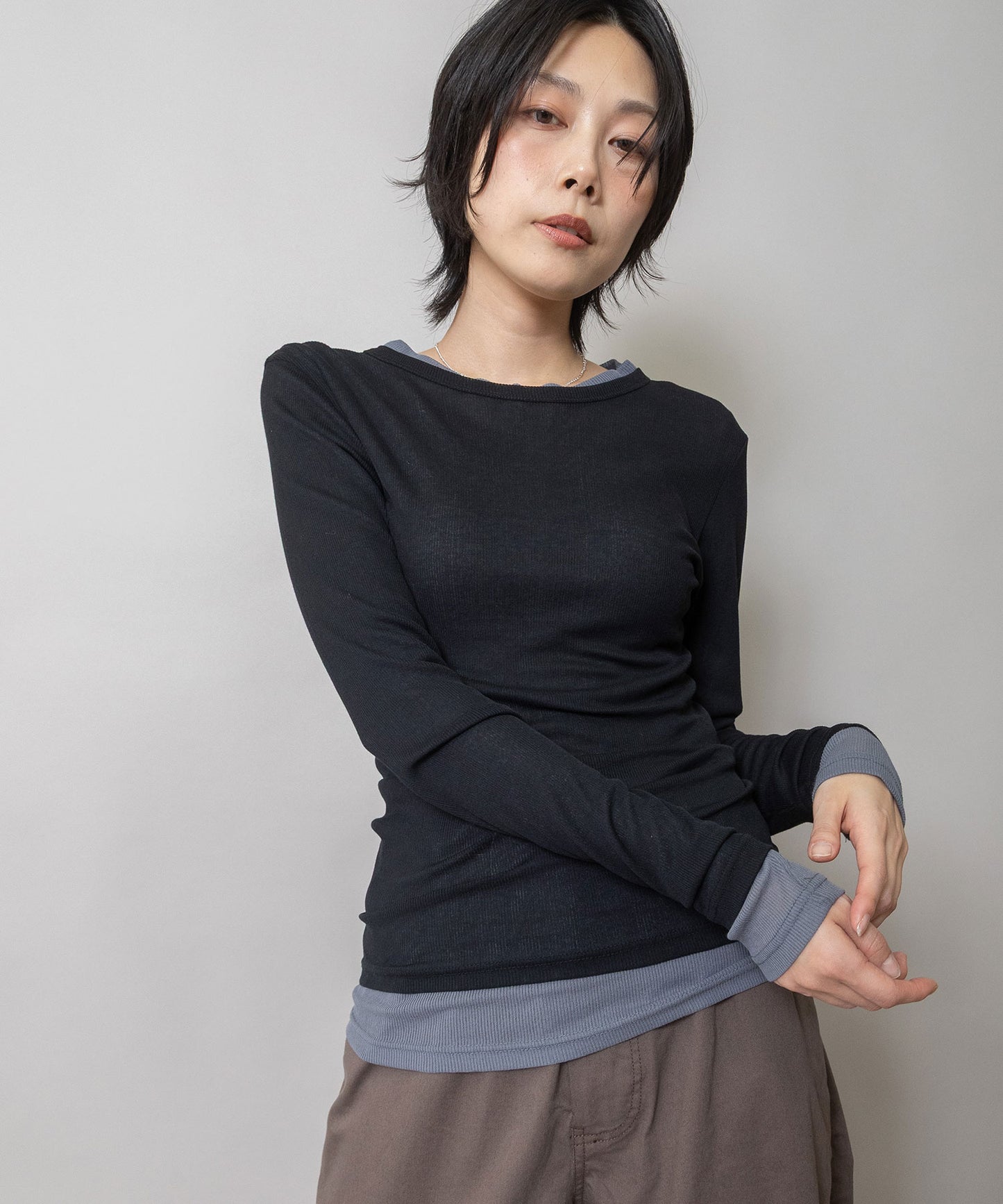 【定番】シアーリブクルーネックプルオーバー