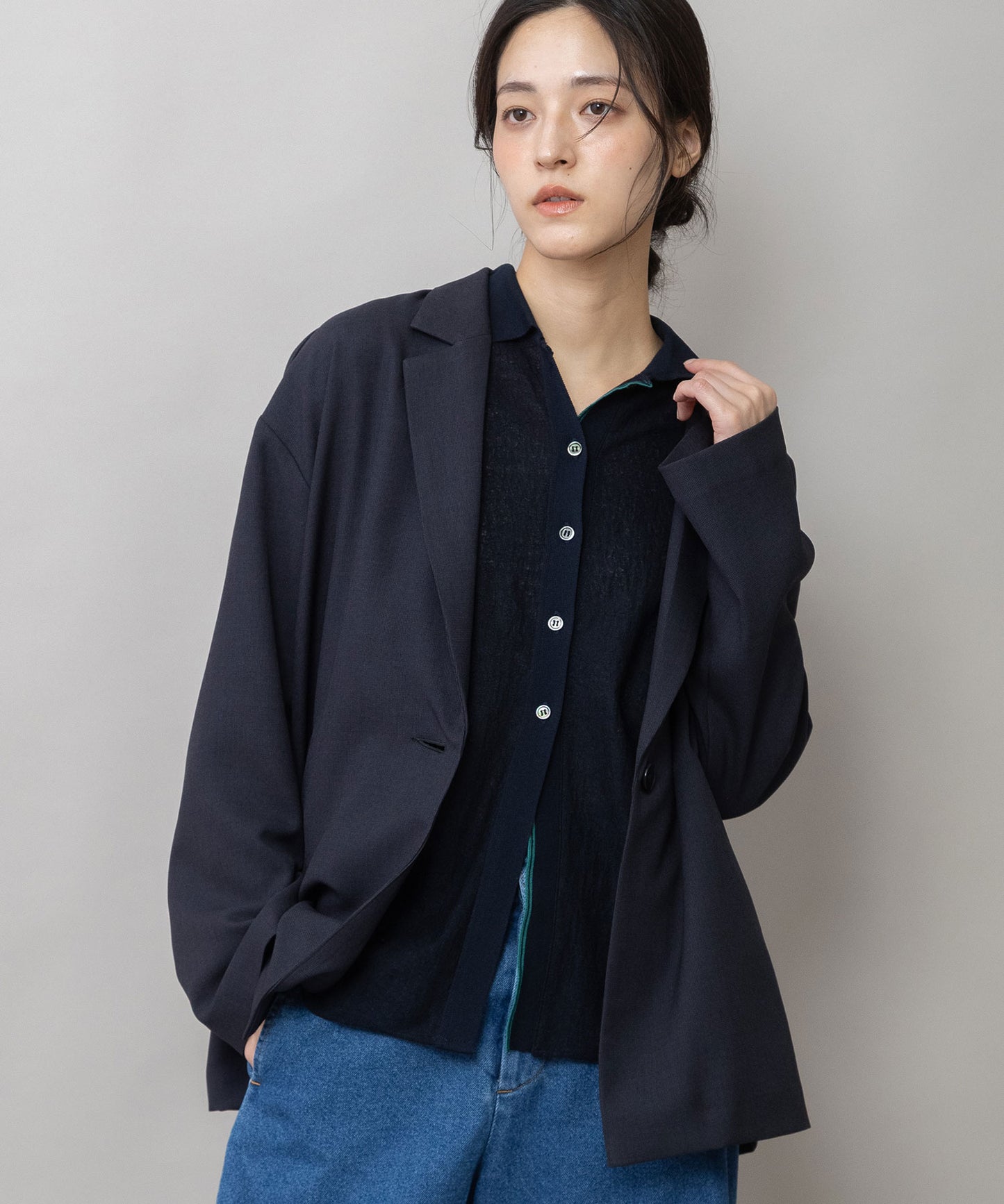 【防シワ性】ドライメランジドビー テーラードジャケット