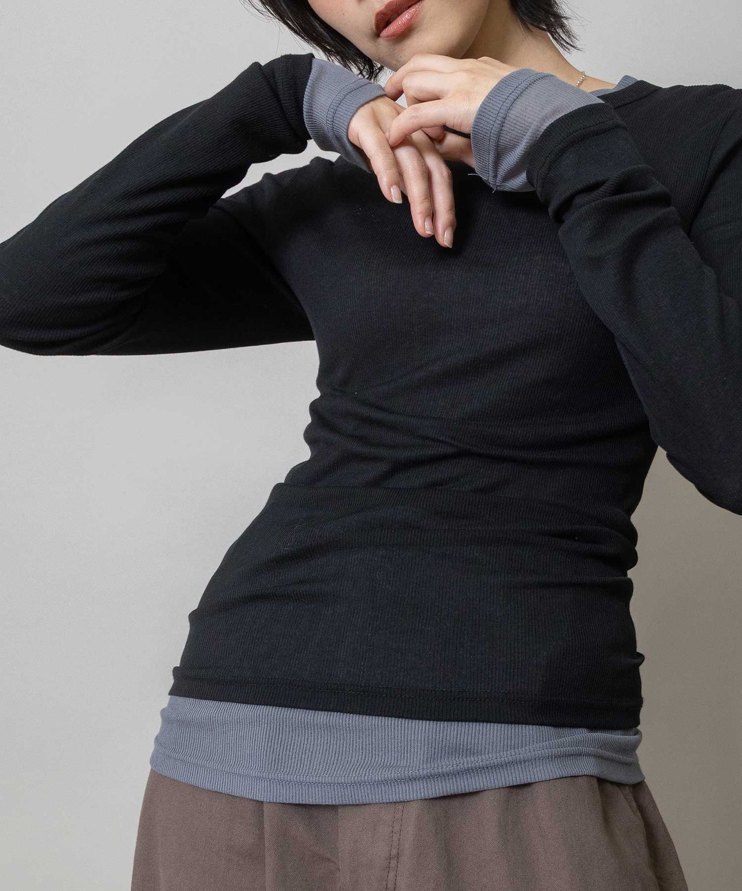 【定番】シアーリブクルーネックプルオーバー