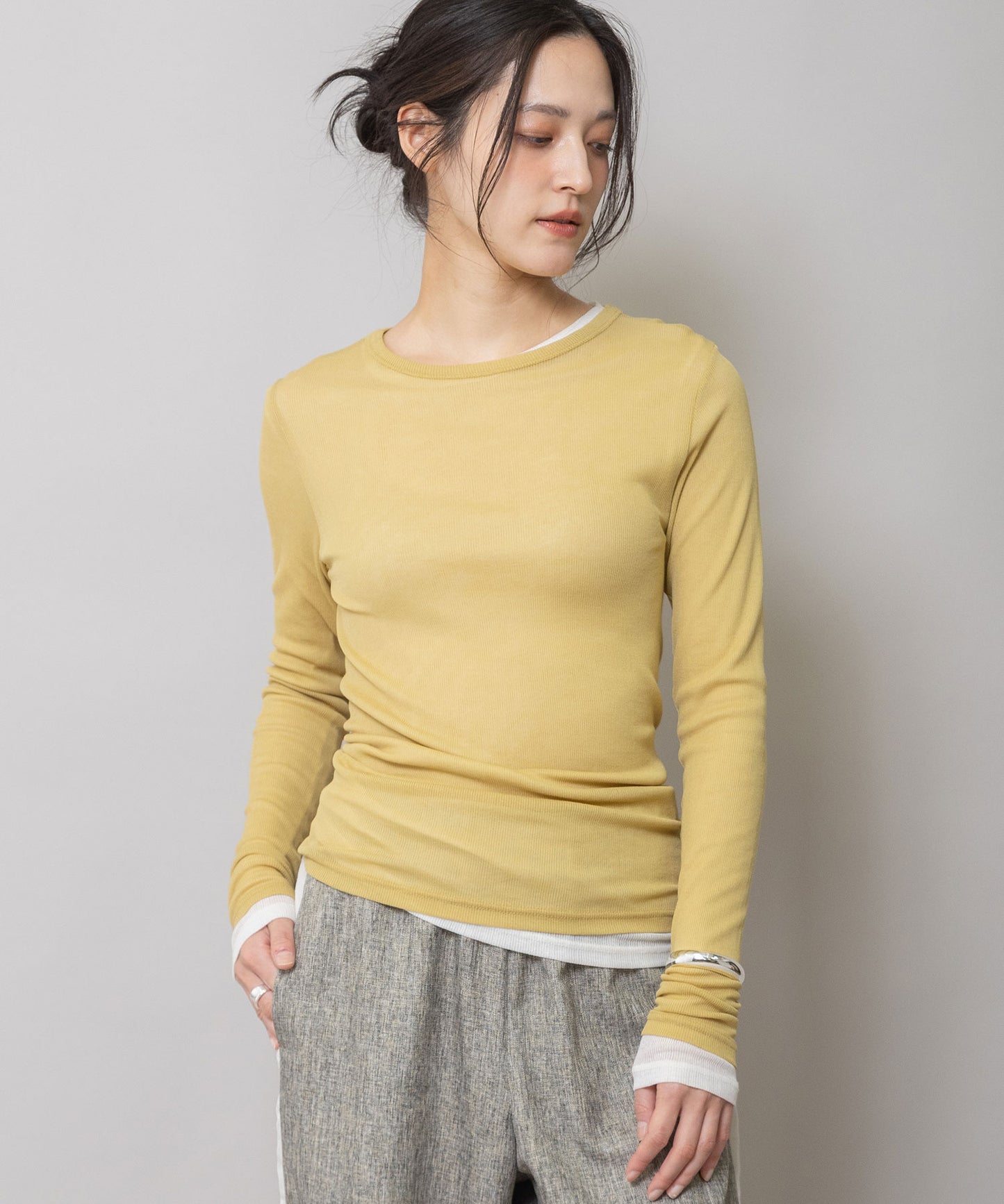 【定番】シアーリブクルーネックプルオーバー