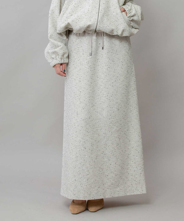 ツイード×ヴィンテージサテンマキシスカート