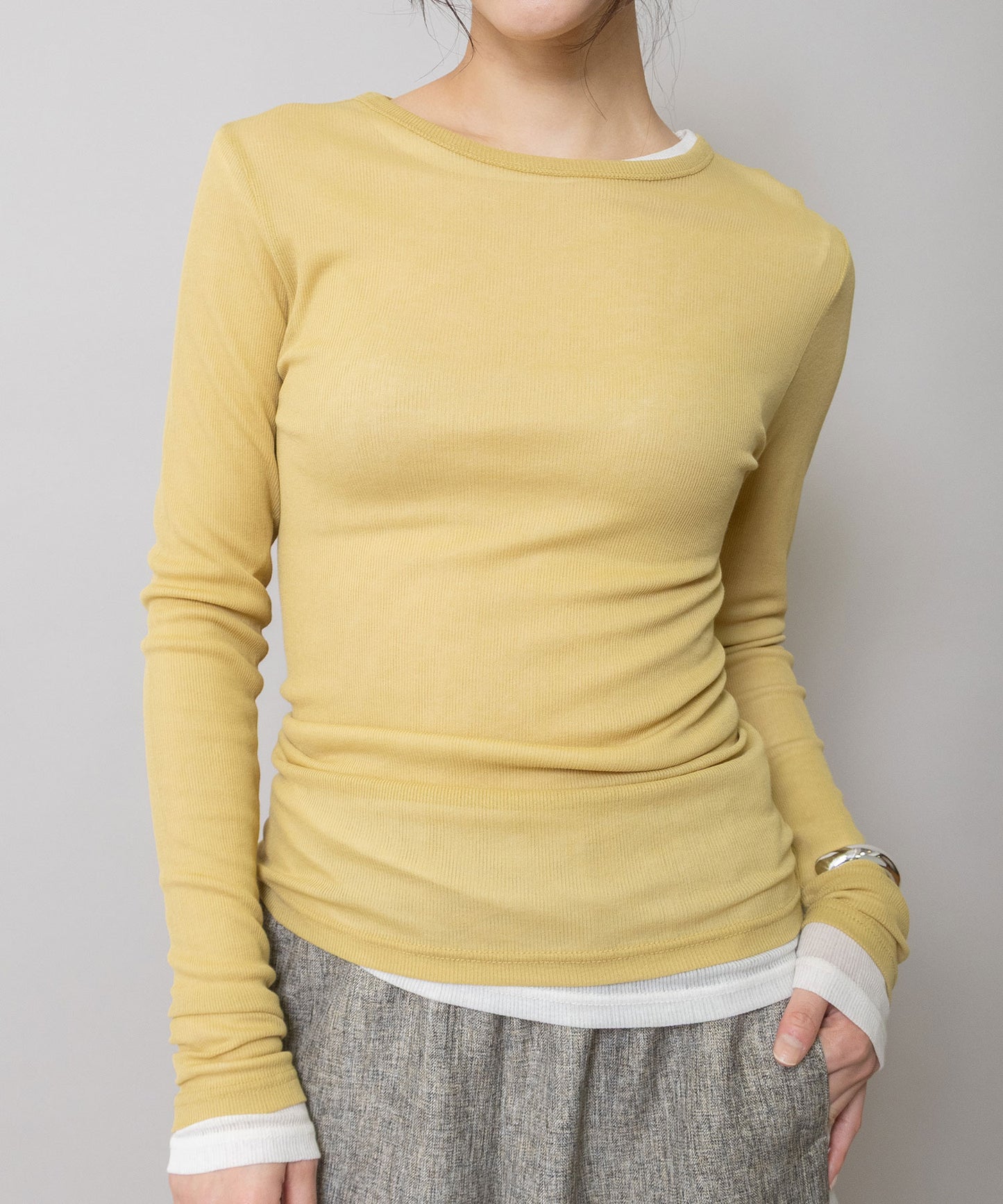 【定番】シアーリブクルーネックプルオーバー