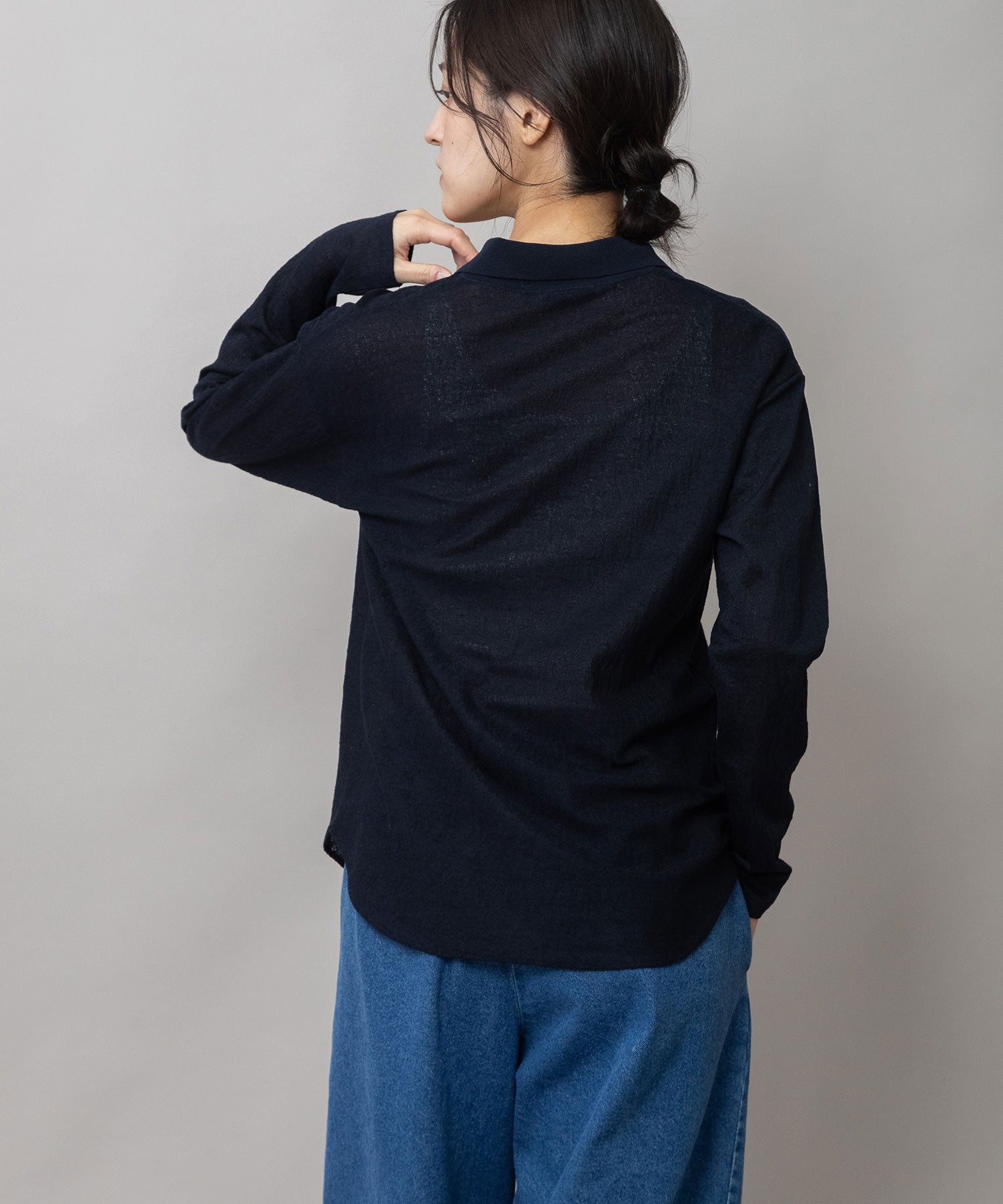 コットンレーシージャガード×ニット ポロブラウス – Munich web shop