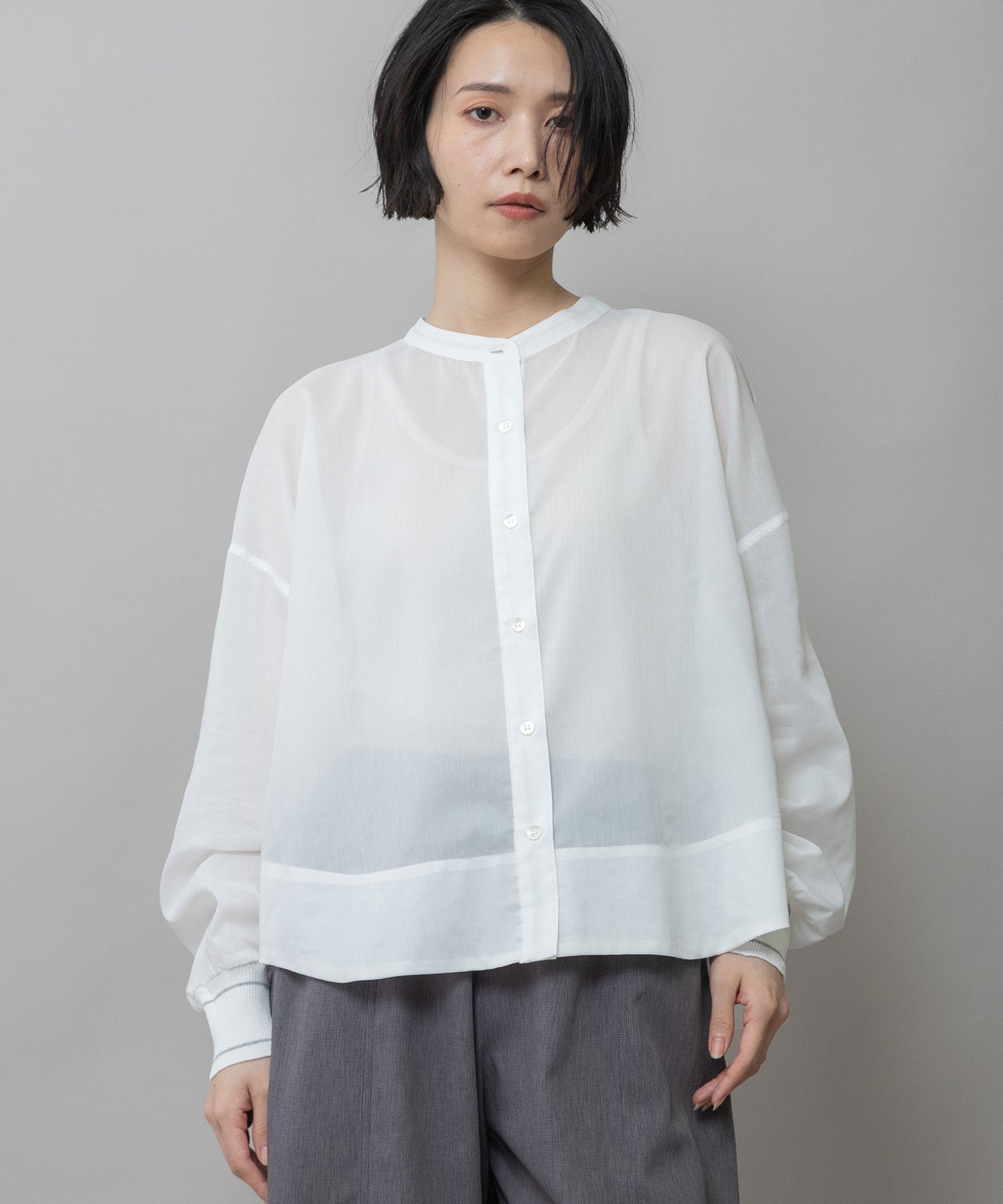 シアーボイル×ニットリブカフスシャツ