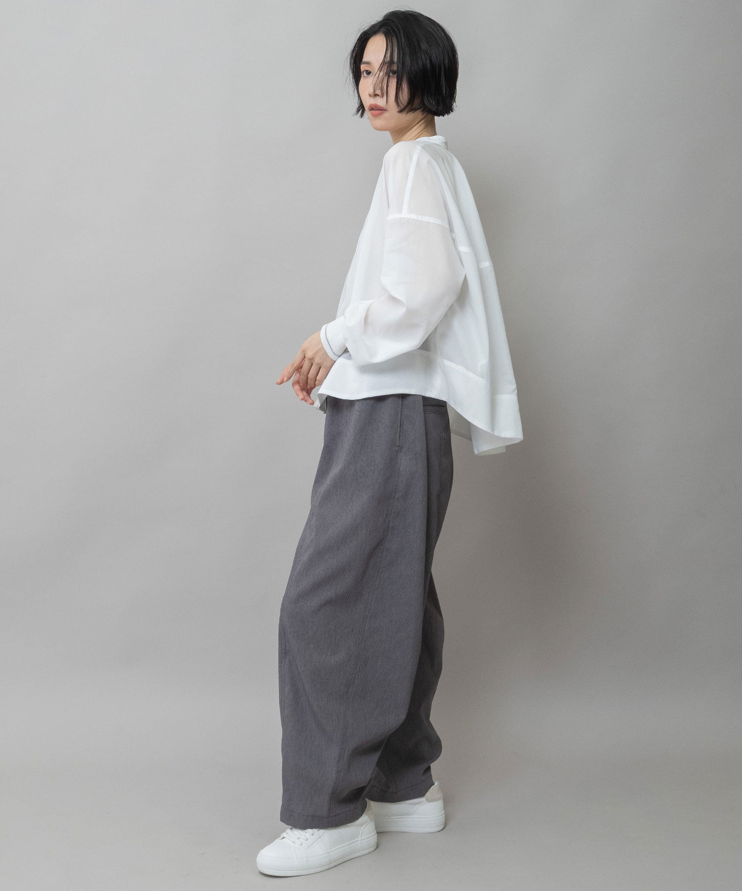 UVカット】【防シワ】【ウォッシャブル】ストレッチサップバレルパンツ
