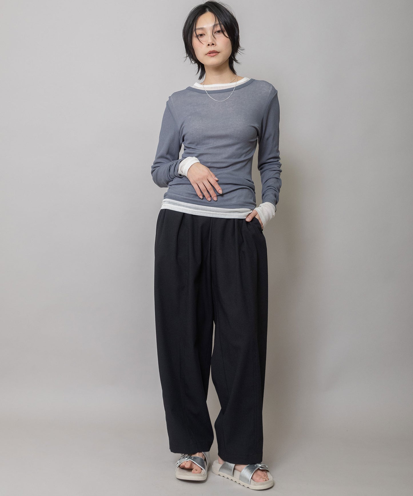 【定番】シアーリブクルーネックプルオーバー