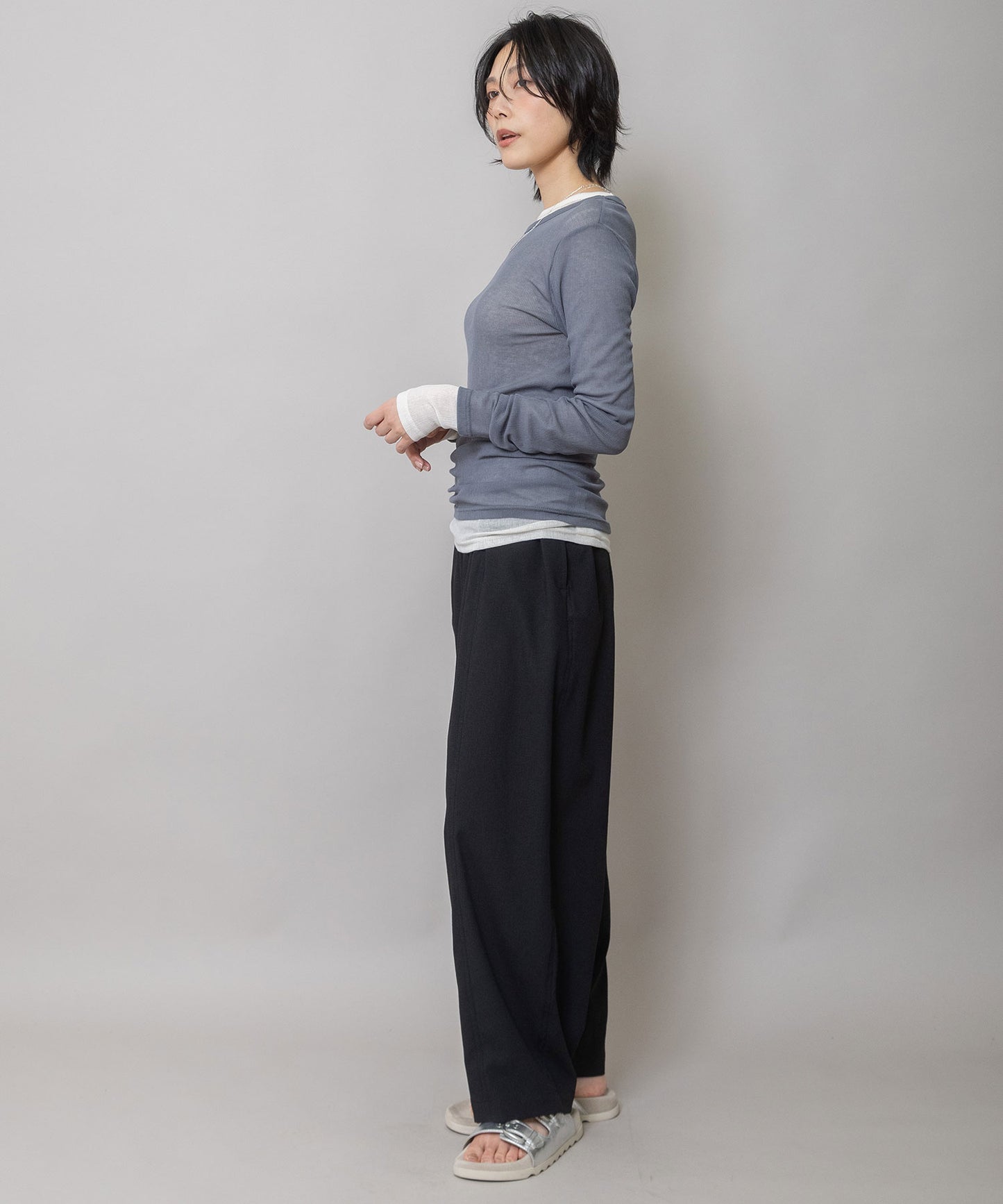 【定番】シアーリブクルーネックプルオーバー