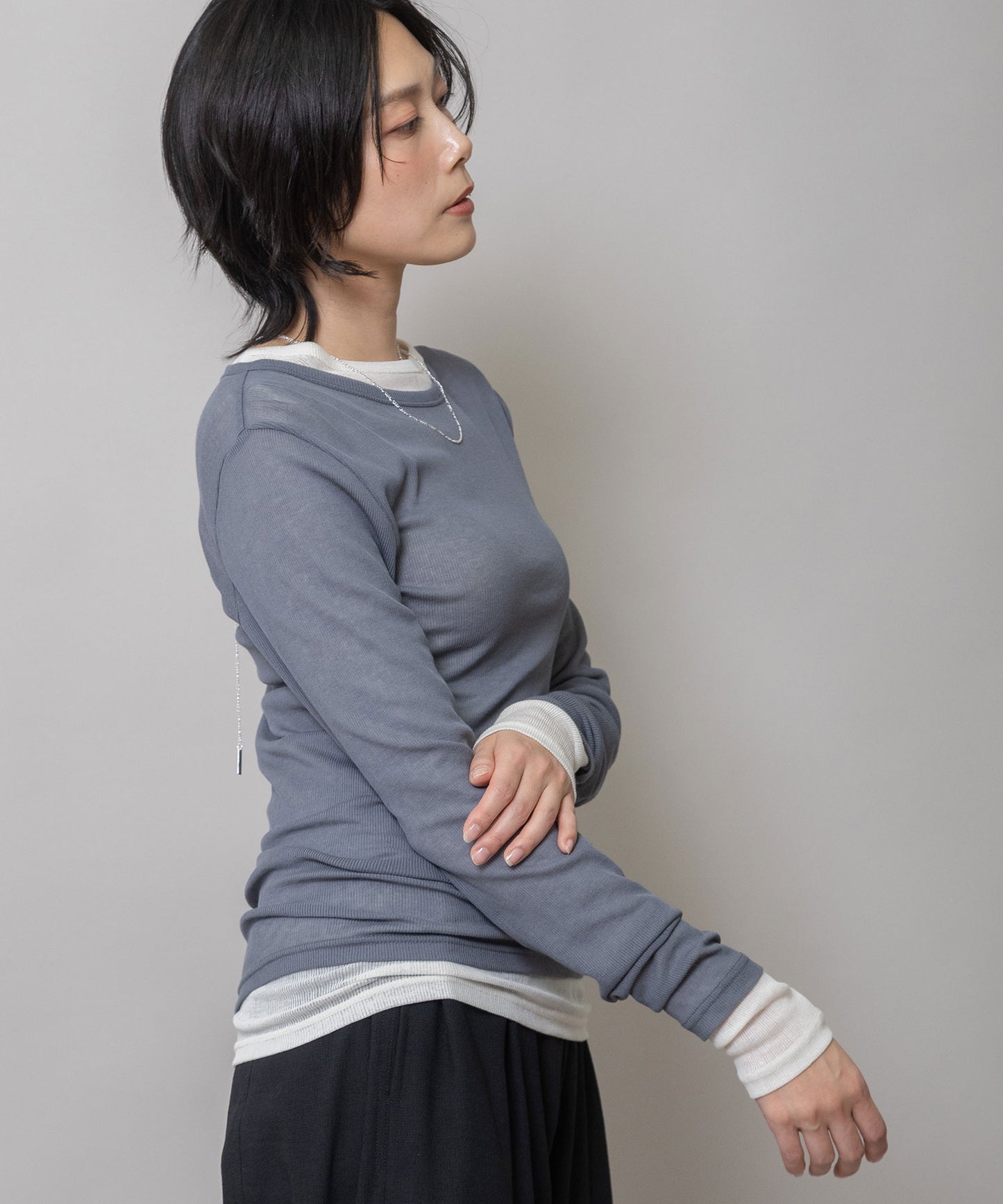 【定番】シアーリブクルーネックプルオーバー