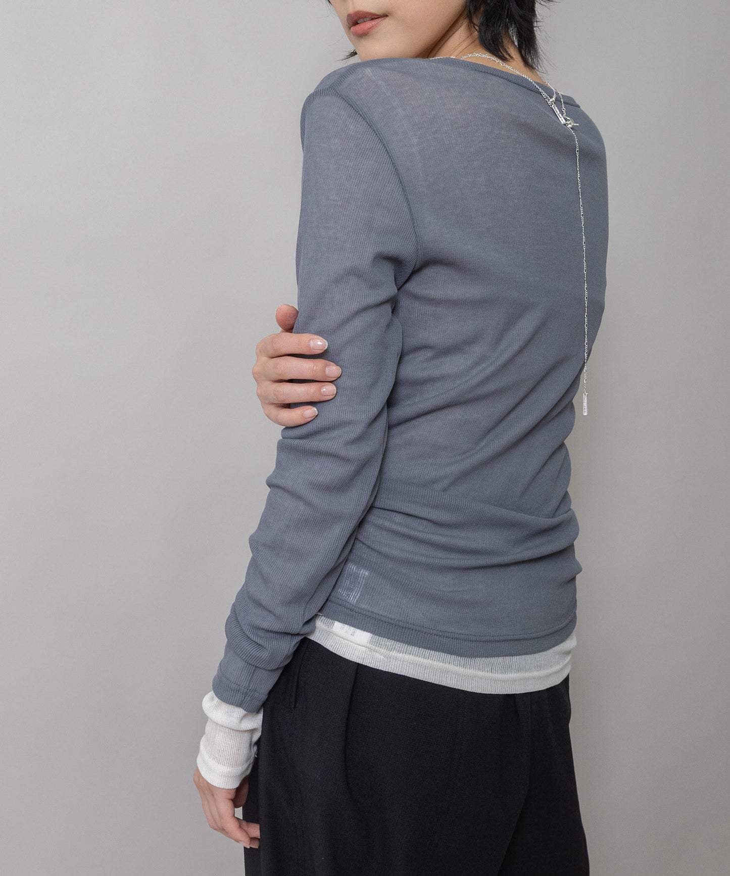 【定番】シアーリブクルーネックプルオーバー