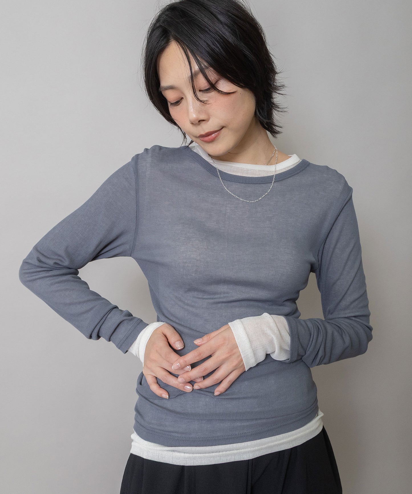 【定番】シアーリブクルーネックプルオーバー