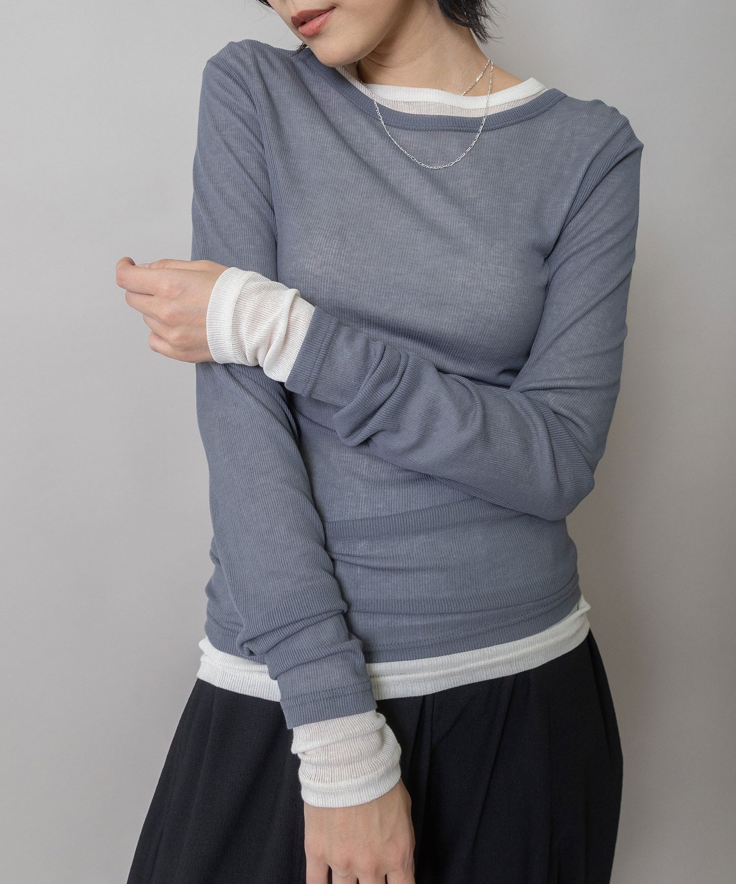 【定番】シアーリブクルーネックプルオーバー