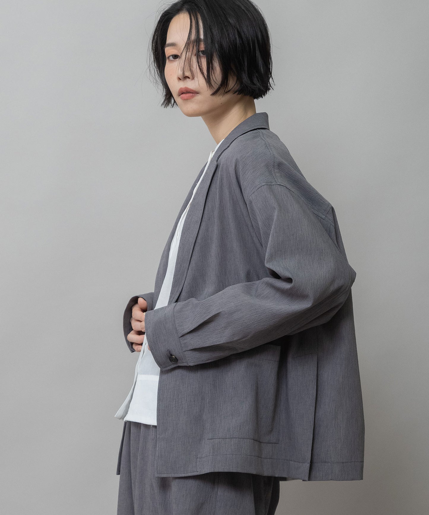 【UVカット】【防シワ】【ウォッシャブル】ストレッチサップジャケット