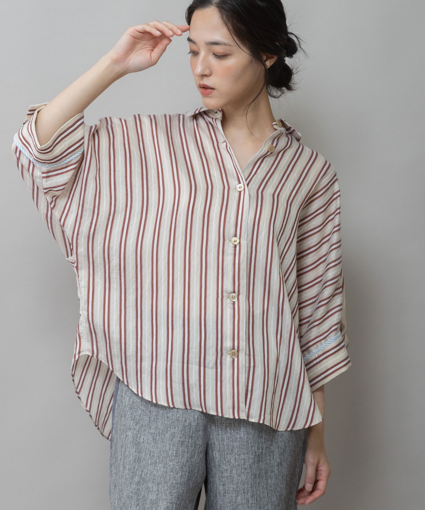 【Turkey】 ストライプハーフスリーブシャツ