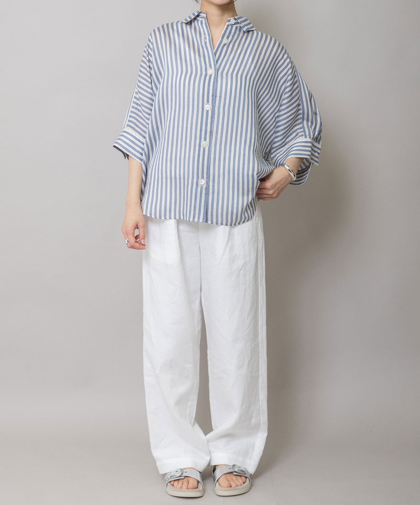 【Turkey】 ストライプハーフスリーブシャツ