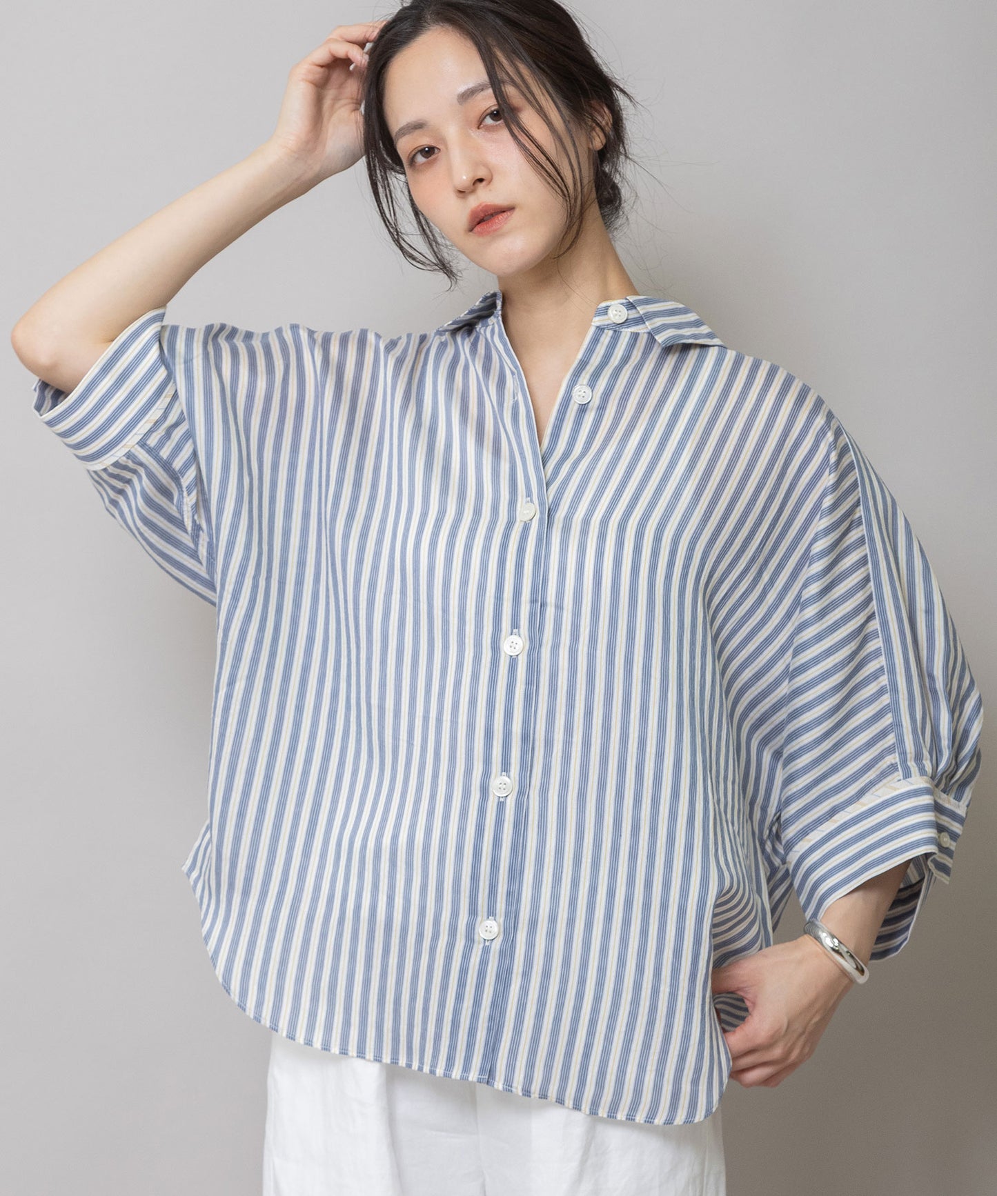 【Turkey】 ストライプハーフスリーブシャツ