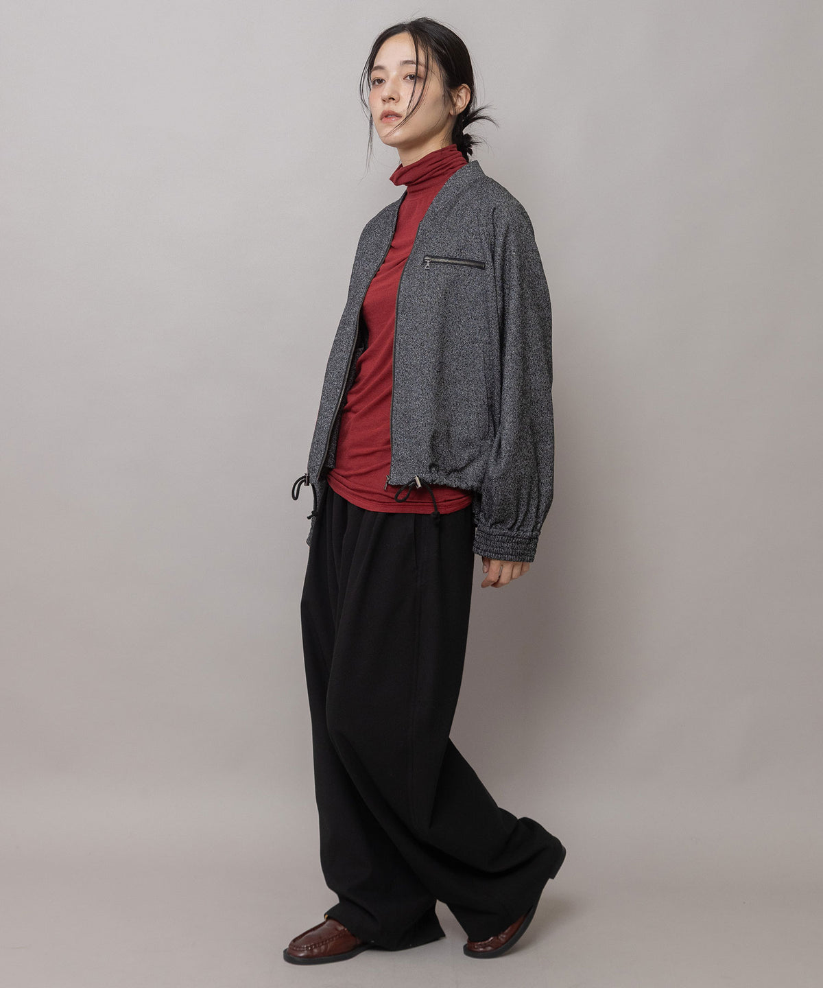 スポンジフランネル タックバレルパンツ