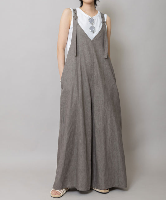 【定番】6.5ozスラブデニムフレアサロペット