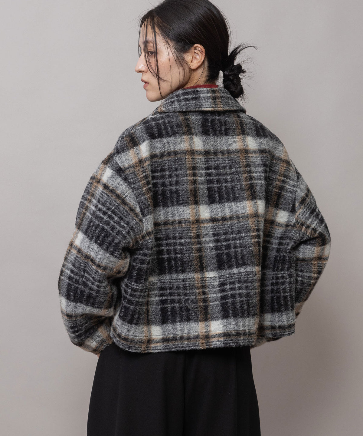 ビックチェックウールスライバー ショートジャケット
