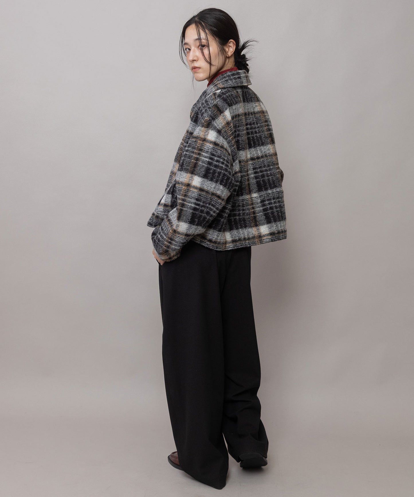 スポンジフランネル タックバレルパンツ