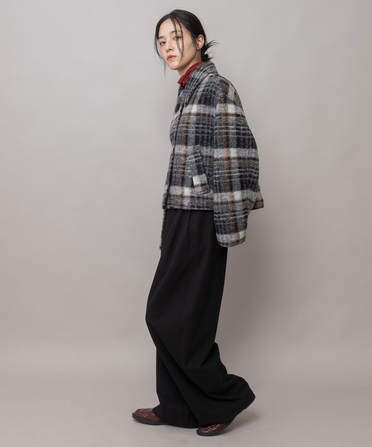 スポンジフランネル タックバレルパンツ