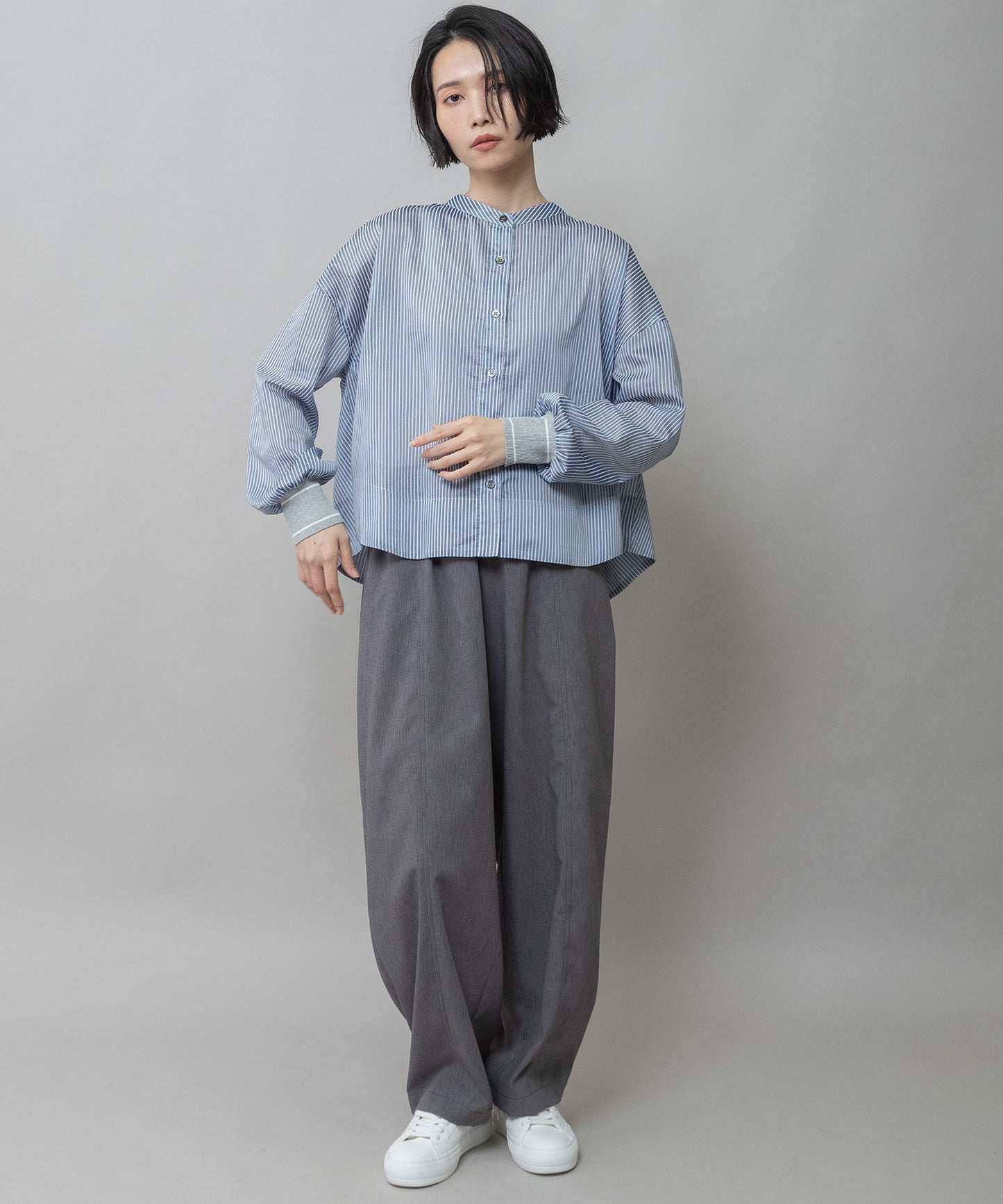 シアーボイル×ニットリブカフスシャツ