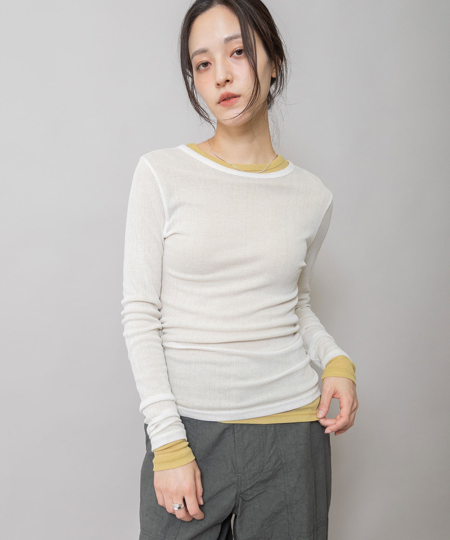 【定番】シアーリブクルーネックプルオーバー