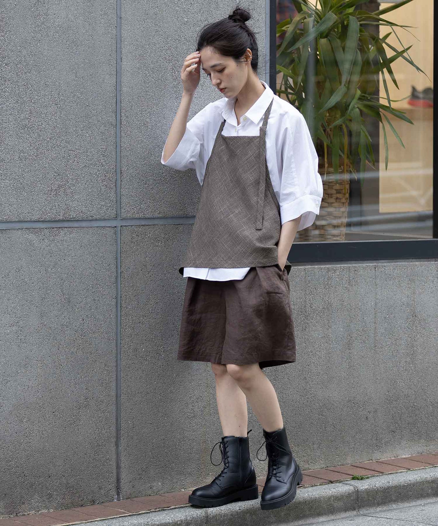 【吸水性】【発散性】40sフレンチリネンワイドハーフパンツ